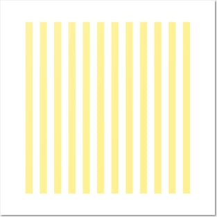 Buttermilk Yellow and White Large Vertical Cabana Tent Stripe Posters and Art